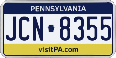 PA license plate JCN8355