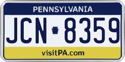 PA license plate JCN8359