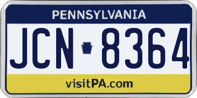 PA license plate JCN8364