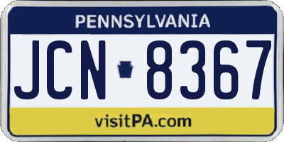 PA license plate JCN8367