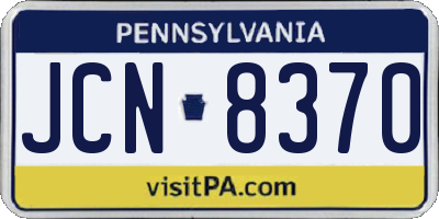 PA license plate JCN8370