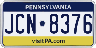 PA license plate JCN8376