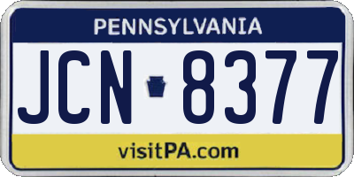 PA license plate JCN8377