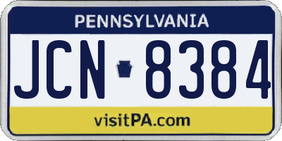 PA license plate JCN8384