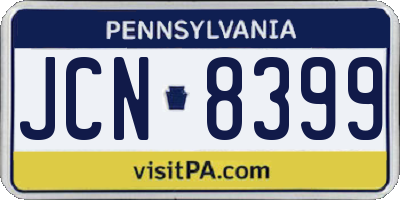 PA license plate JCN8399