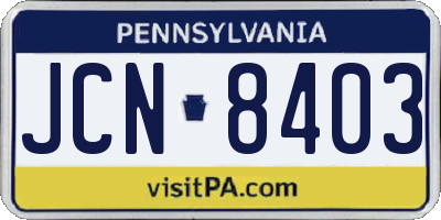 PA license plate JCN8403