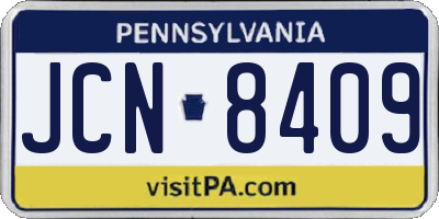 PA license plate JCN8409