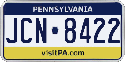 PA license plate JCN8422