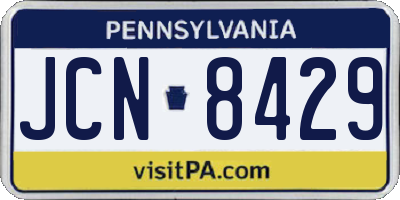 PA license plate JCN8429