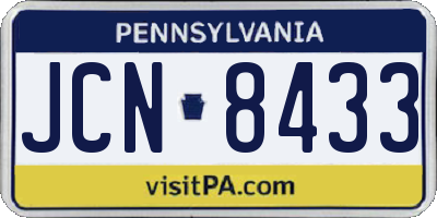 PA license plate JCN8433