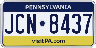 PA license plate JCN8437