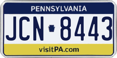PA license plate JCN8443