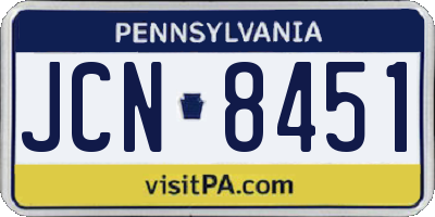 PA license plate JCN8451