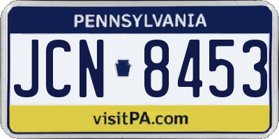 PA license plate JCN8453
