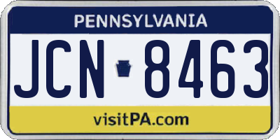 PA license plate JCN8463