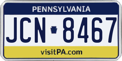 PA license plate JCN8467