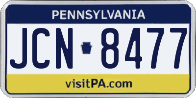 PA license plate JCN8477