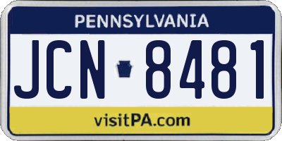 PA license plate JCN8481
