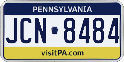 PA license plate JCN8484