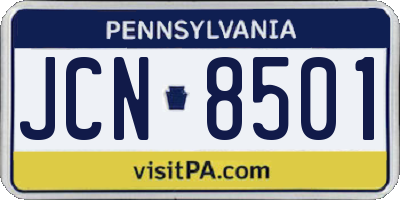 PA license plate JCN8501