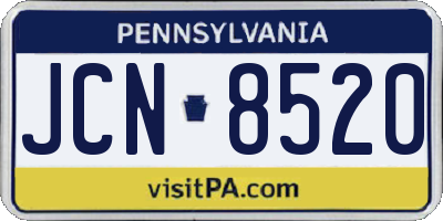 PA license plate JCN8520
