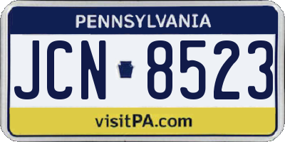 PA license plate JCN8523