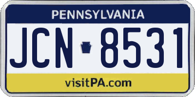PA license plate JCN8531