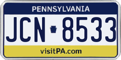 PA license plate JCN8533