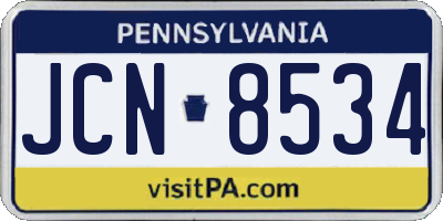 PA license plate JCN8534
