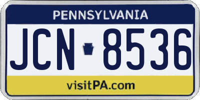 PA license plate JCN8536