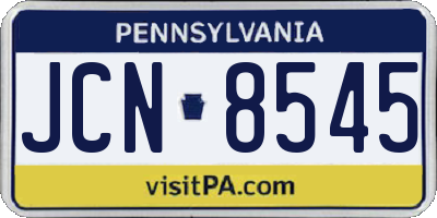 PA license plate JCN8545
