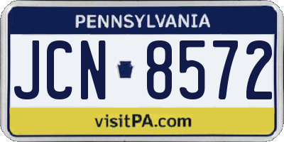 PA license plate JCN8572