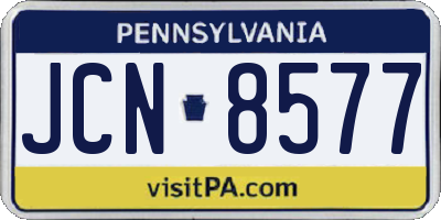 PA license plate JCN8577