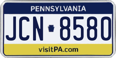 PA license plate JCN8580