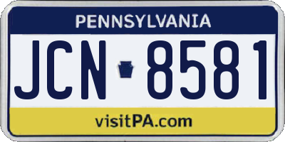 PA license plate JCN8581