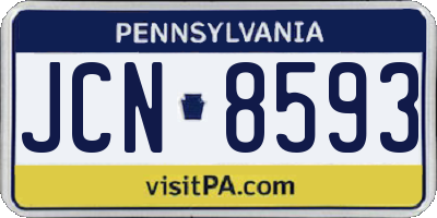 PA license plate JCN8593