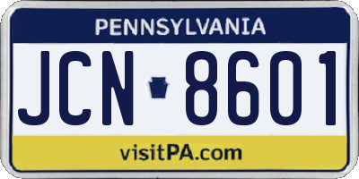 PA license plate JCN8601