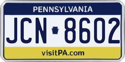 PA license plate JCN8602