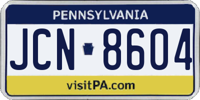 PA license plate JCN8604