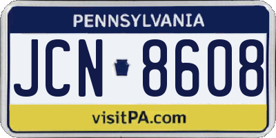 PA license plate JCN8608