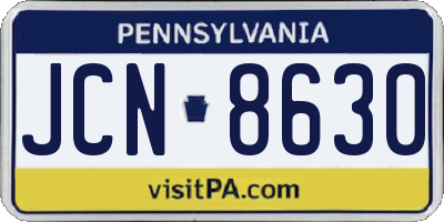 PA license plate JCN8630