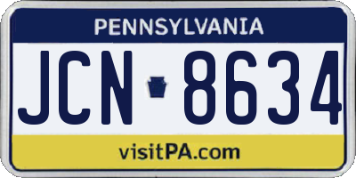 PA license plate JCN8634