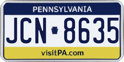 PA license plate JCN8635