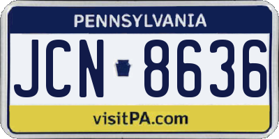 PA license plate JCN8636