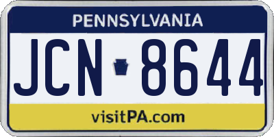 PA license plate JCN8644