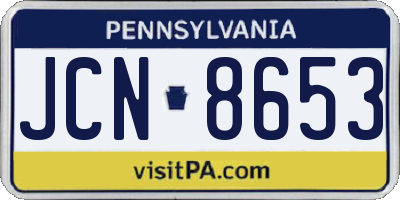 PA license plate JCN8653