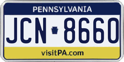 PA license plate JCN8660