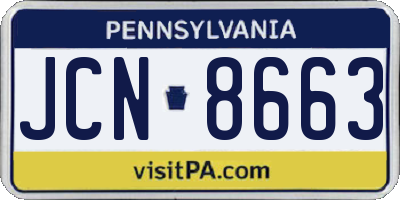 PA license plate JCN8663
