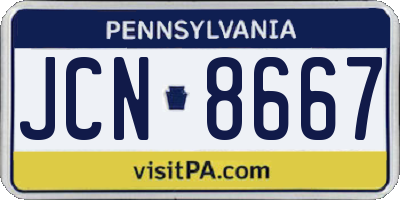 PA license plate JCN8667
