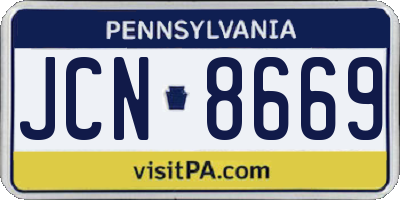 PA license plate JCN8669